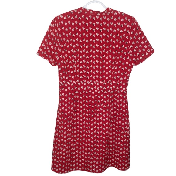 Esley red floral print fit and flare dress size L - Picture 2 of 9